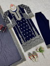 Rtc 5782 Faux Gorgette Thread With Sequnce With Lace Broder Top With Pant Dupatta Bulk Orders In India